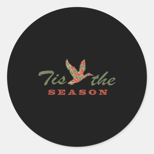 Tis The Season Camo Duck Christmas Xmas Holiday Me ラウンドシール (正面)