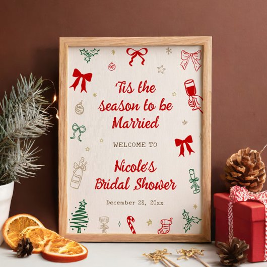 Tis the Season Christmas Bridal Shower Welcome ポスター