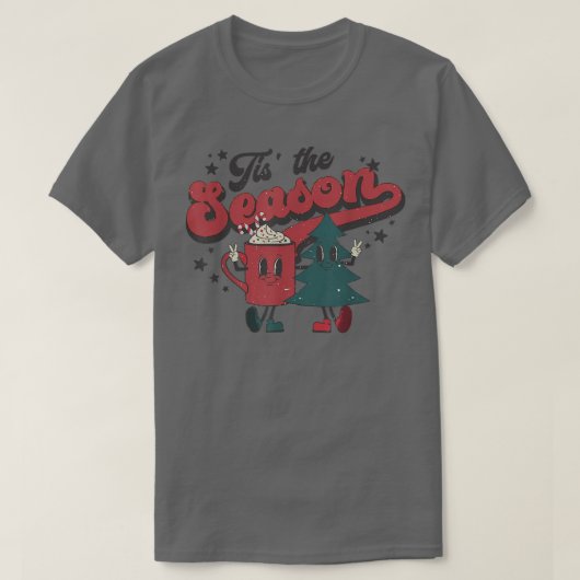 Tis' the Season Christmas retro hot chocolate Xmas Tシャツ (デザイン正面)
