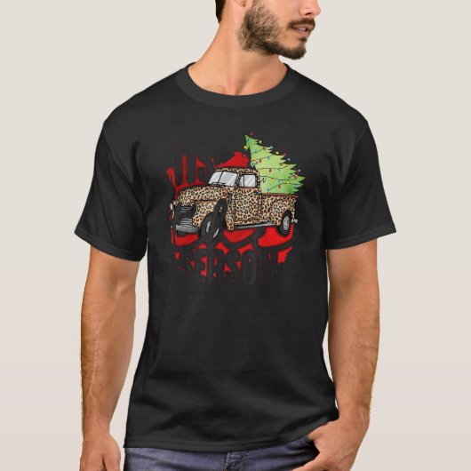 Tis The Season Christmas Tree Lights on Leopard Tr Tシャツ (正面)