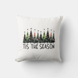 'Tis The Season Christmas Tree Snow Flakes Santa クッション