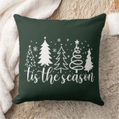 Tis The Season Christmas Tree Throw Pillow クッション (ブランケット)