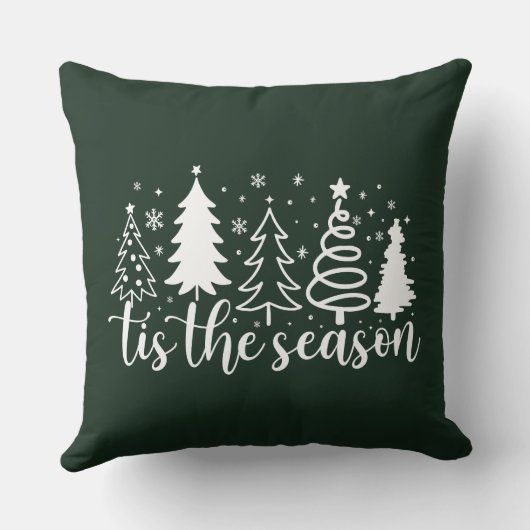 Tis The Season Christmas Tree Throw Pillow クッション (裏面)