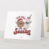 Tis The Season Cookies Milk Santa Hat Christmas Re カード (裏面)