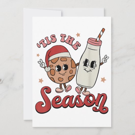 Tis The Season Cookies Milk Santa Hat Christmas Re 招待状 (正面)
