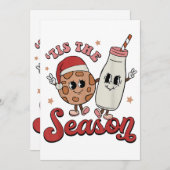 Tis The Season Cookies Milk Santa Hat Christmas Re 招待状 (正面/裏面)