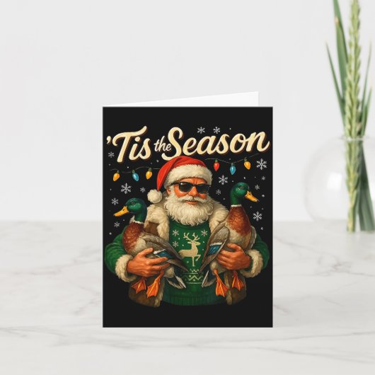 Tis The Season Cool Santa Duck Christmas Design  カード (正面)