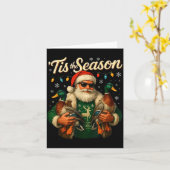 Tis The Season Cool Santa Duck Christmas Design  カード (黄色い花)