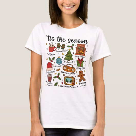 Tis the Season Cozy Christmas Icons Holiday Shirt Tシャツ (正面)
