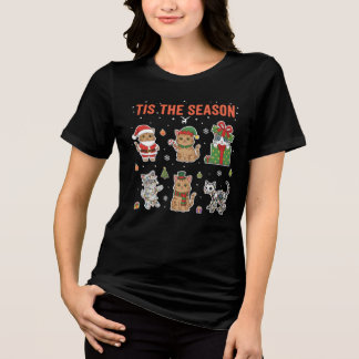 Tis The Season Cute Cat Squad Christmas Gift トライブレンドTシャツ