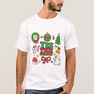 "Tis The Season" Cute Christmas Icons Collage Tシャツ