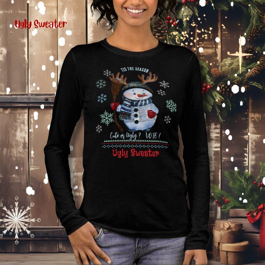 Tis the Season Cute or Ugly Snowman  トライブレンドＴシャツ