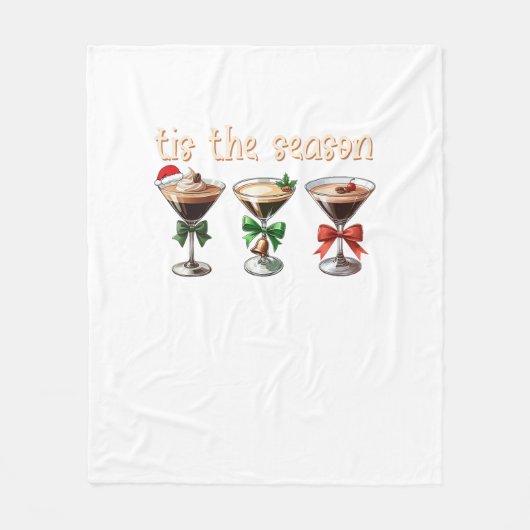 Tis The Season Espresso Cocktail Glasses Party フリースブランケット (正面)