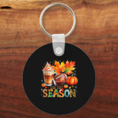 Tis The Season Fall Coffee Football Autumn Gift  キーホルダー (正面)