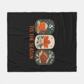 Tis The Season Football Game Day, Fall Autumn フリースブランケット (正面(横))