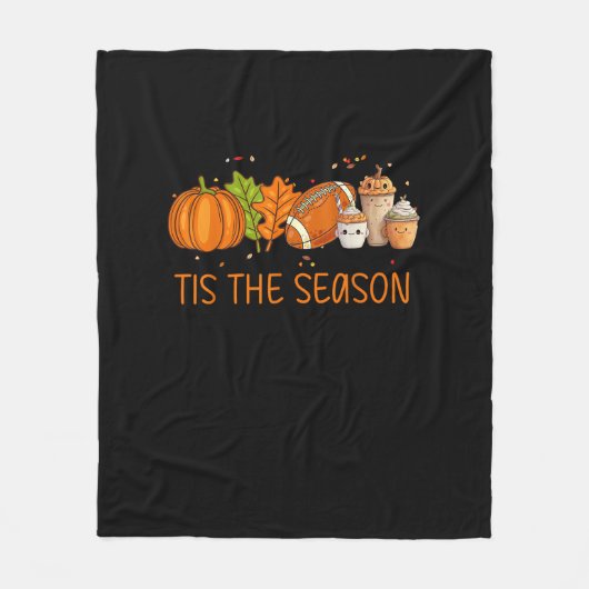 Tis The Season Football Pumpkin Spice Everything F フリースブランケット (正面)