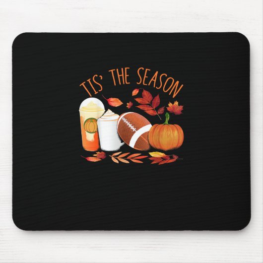 Tis The Season Football Pumpkin Thanksgiving Athle マウスパッド (正面)