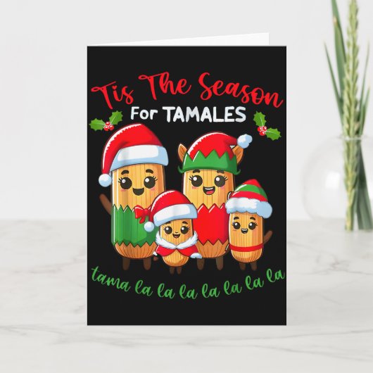 Tis The Season For Tamales Mexican Christmas Santa カード (正面)