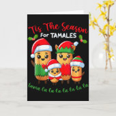 Tis The Season For Tamales Mexican Christmas Santa カード (黄色い花)