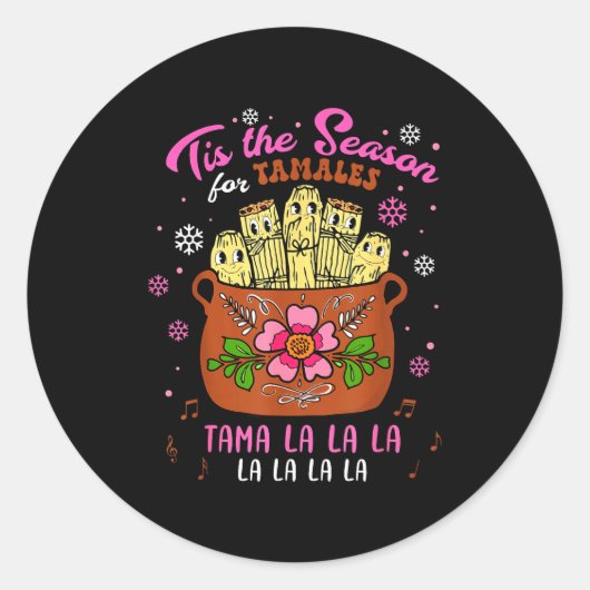 Tis The Season For Tamales Mexican Tamala Navidad  ラウンドシール (正面)