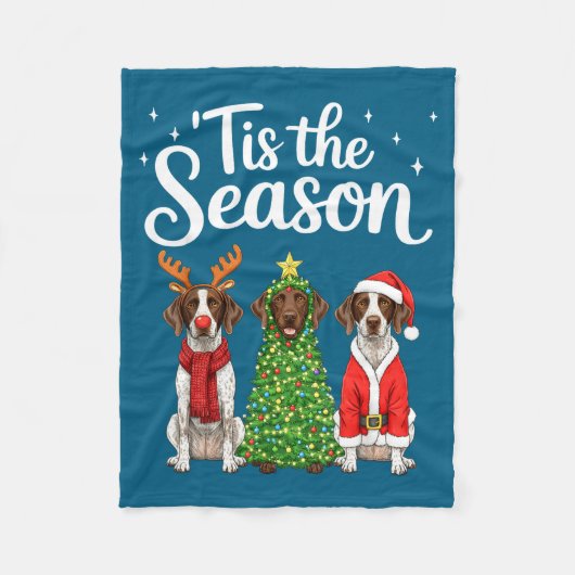 Tis The Season German Shorthaired Inter Christmas  フリースブランケット (正面)