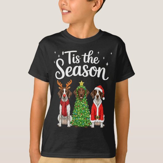 Tis The Season German Shorthaired Inter Christmas Tシャツ (正面)