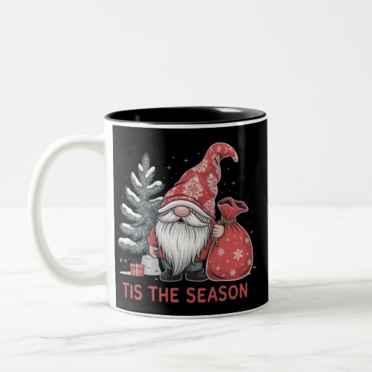 Tis The Season Gnome Christmas Holiday Winter ツートーンマグカップ (左)