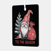 Tis The Season Gnome Christmas Holiday Winter メタルオーナメント (正面左)