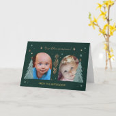 Tis the Season Green Christmas Photo Two Arches カード (黄色い花)