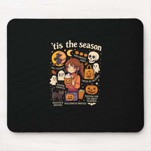 Tis The Season Halloween Anime Icons Fall Design マウスパッド (正面)