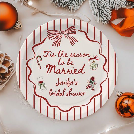 Tis The Season Hand Drawn Christmas Bridal Shower ペーパープレート
