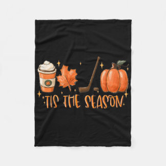 Tis The Season Hockey Latte Leaves Hello Pumpkin H フリースブランケット