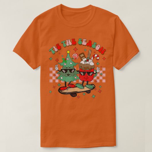 tis the season hot cocoa santa claus retro christm tシャツ (デザイン正面)