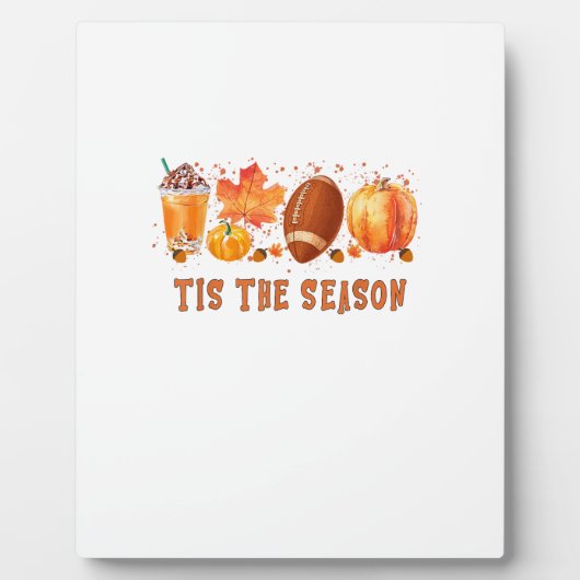 Tis The Season Leopard Football Halloween Fall フォトプラーク (正面)