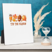 Tis The Season Leopard Football Halloween Fall フォトプラーク (側面)