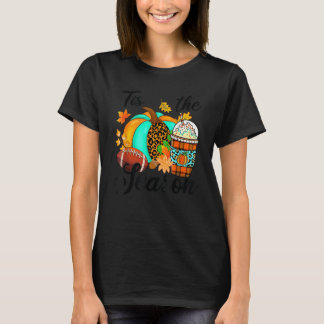 Tis The Season Leopard Pumpkin Football  Fall Tシャツ