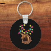 Tis The Season Mounted Reindeer With Christmas Lig キーホルダー (正面)