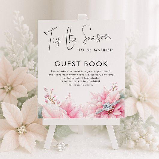 Tis the season Poinsettia Guest Book Bridal Shower ポスター