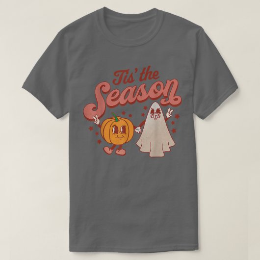Tis the Season Pumpkin Boo 60s 70s Hippie Hallowee Tシャツ (デザイン正面)