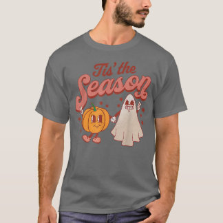 Tis the Season Pumpkin Boo 60s 70s Hippie Hallowee Tシャツ