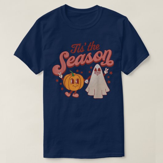 Tis the Season Pumpkin Boo 60s 70s Hippie Hallowee Tシャツ (デザイン正面)