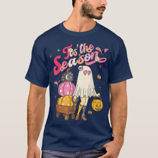 Tis the Season Pumpkin Boo 60s 70s Hippie Hallowee Tシャツ