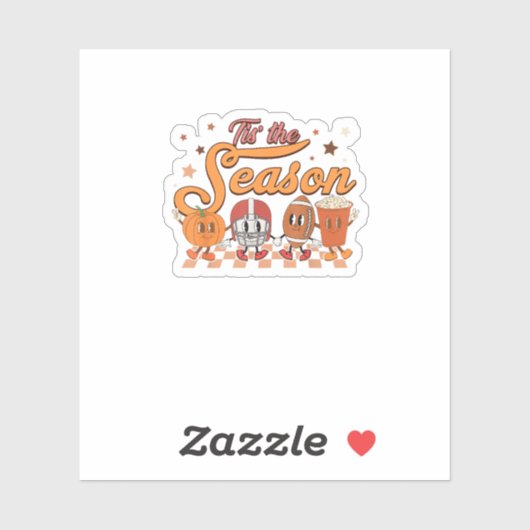 Tis The Season Pumpkin Leaf Latte Football Creativ シール (シート)