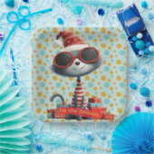 Tis The Season Quirky Cat Paper Plate ペーパープレート (パーティー)