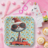 Tis The Season Quirky Cat Paper Plate ペーパープレート (パーティー)