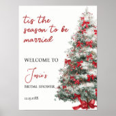 Tis the Season Red Bow Christmas Bridal Shower ポスター (正面)