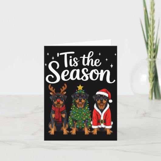 Tis The Season Rottweiler Christmas Santa Rottie D カード (正面)