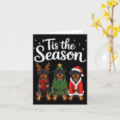Tis The Season Rottweiler Christmas Santa Rottie D カード (黄色い花)