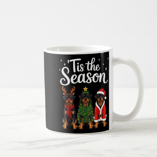 Tis The Season Rottweiler Christmas Santa Rottie D コーヒーマグカップ (右)