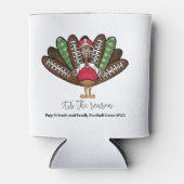 Tis the Season Script Thanksgiving Football Turkey 缶クーラー (正面)